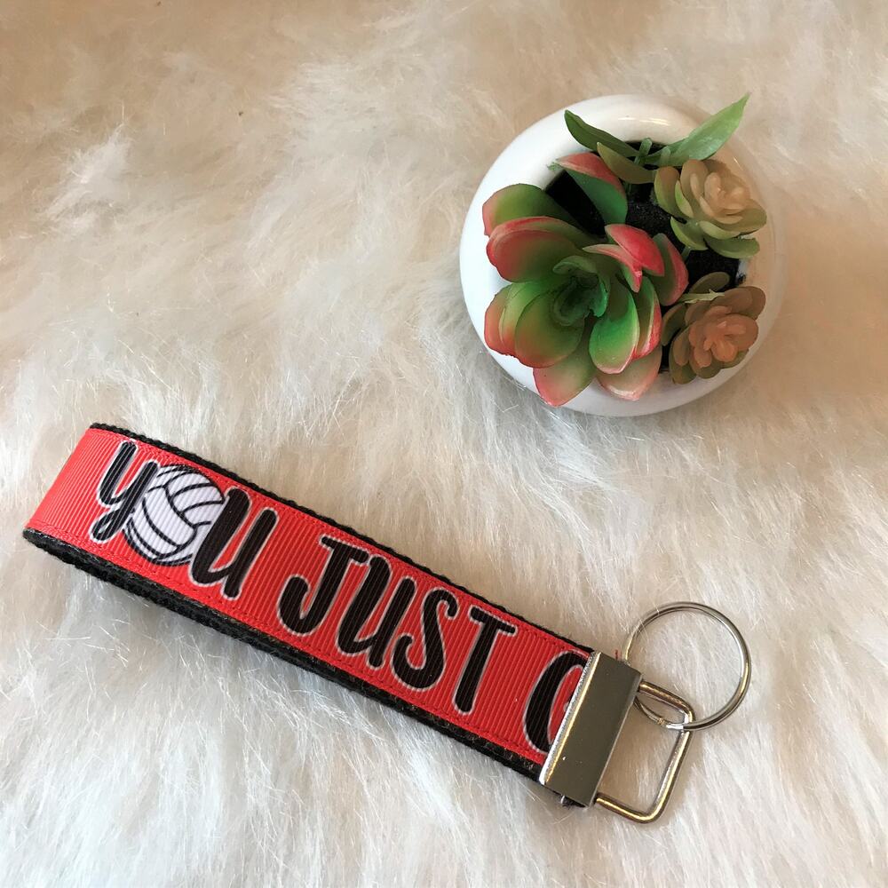 Handmade Wristlet Key Fob Holder Key Chain Volleyball